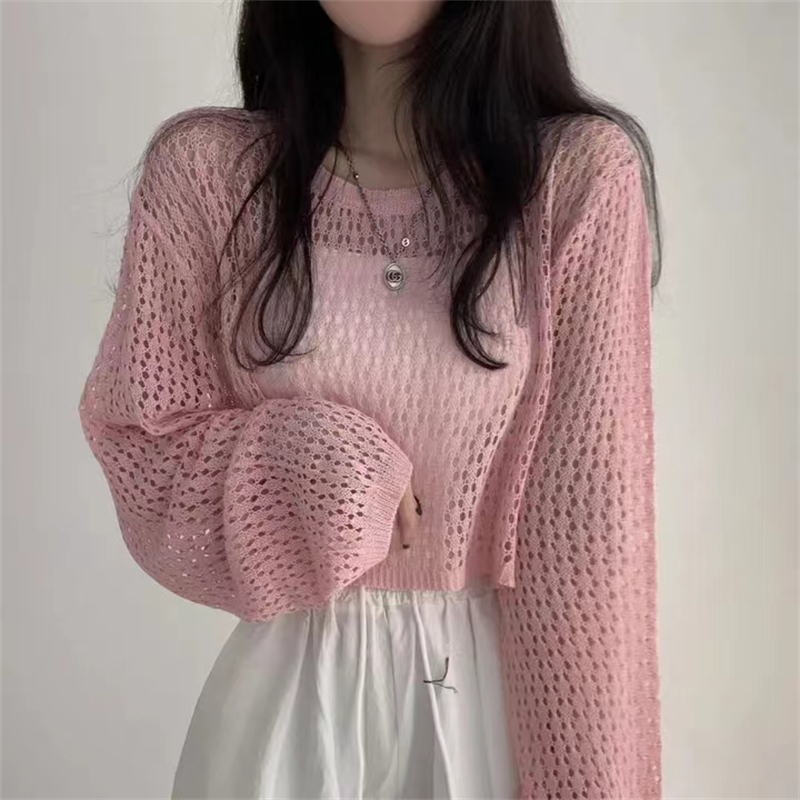 Lazy thin hollow sweater Korean style loose tops
