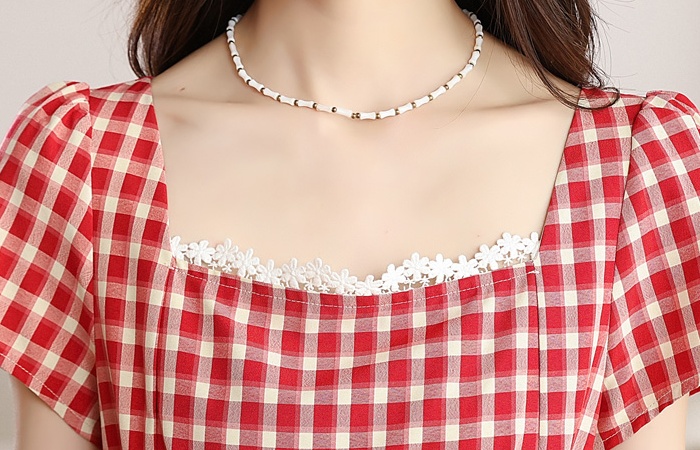 Summer red dress plaid long dress for women