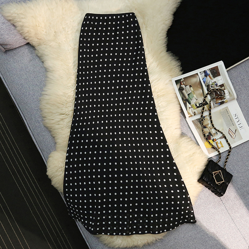 Polka dot tender long skirt all-match skirt