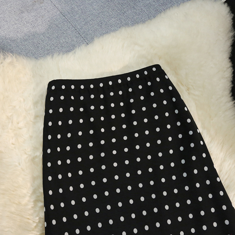 Polka dot tender long skirt all-match skirt