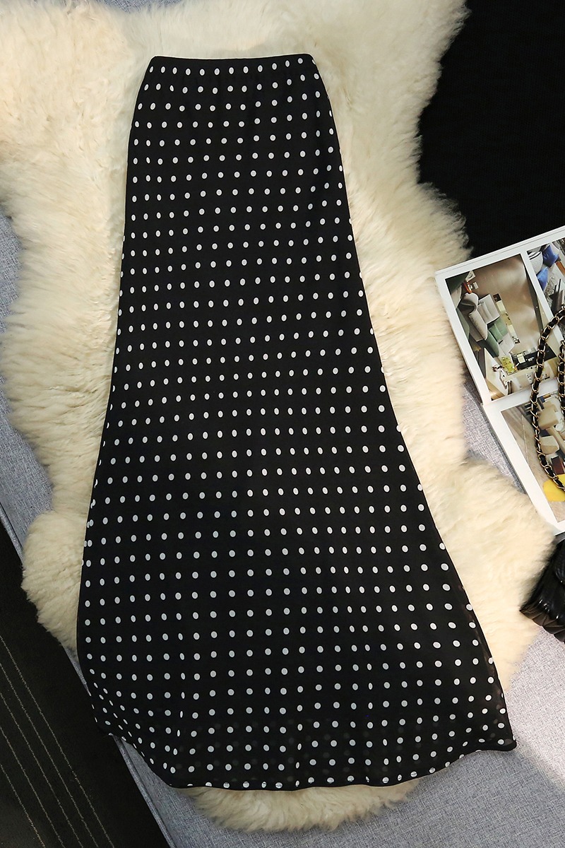 Polka dot tender long skirt all-match skirt