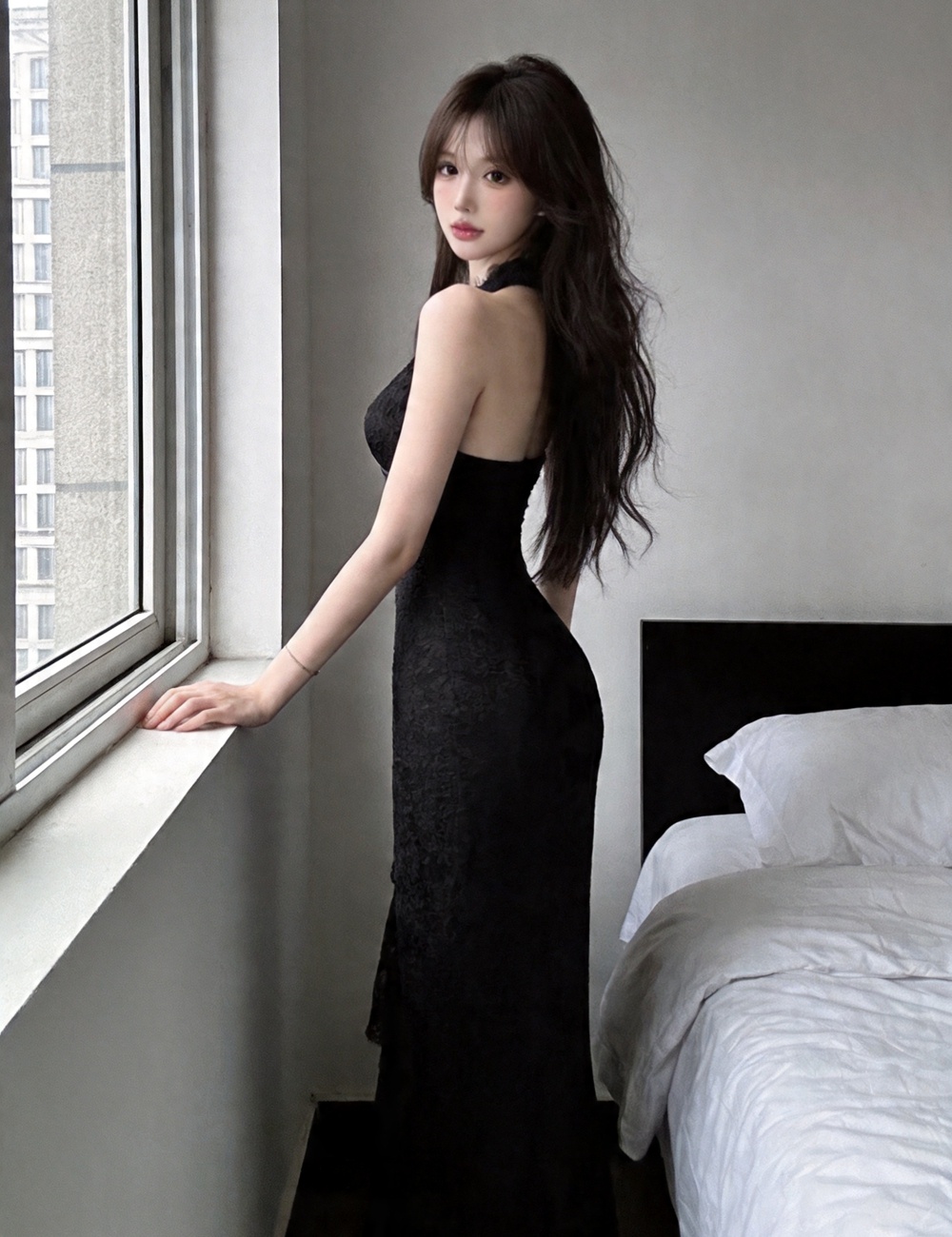 Sleeveless pinched waist long dress sexy dress for women