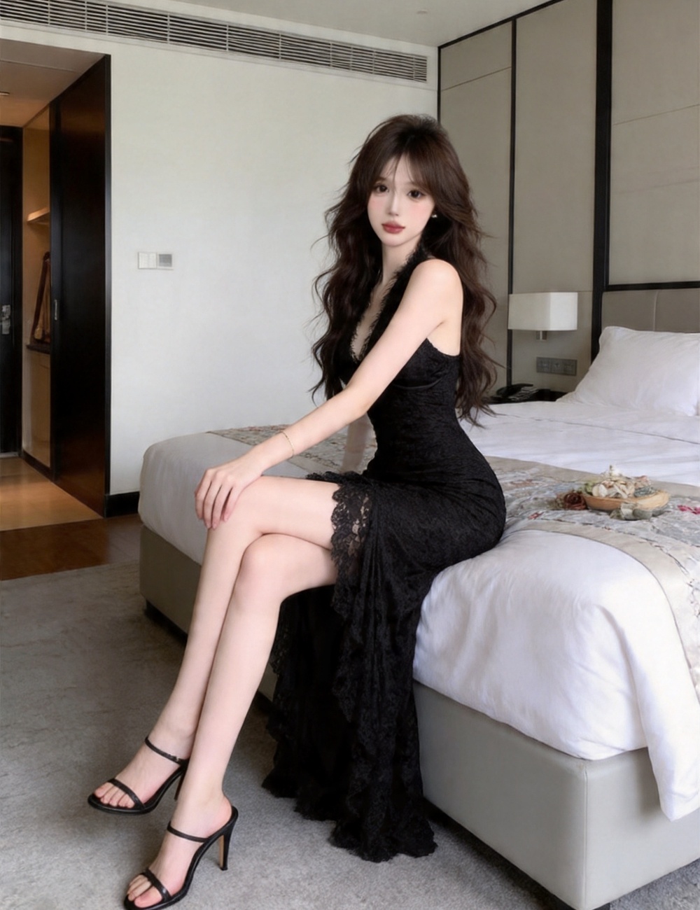 Sleeveless pinched waist long dress sexy dress for women