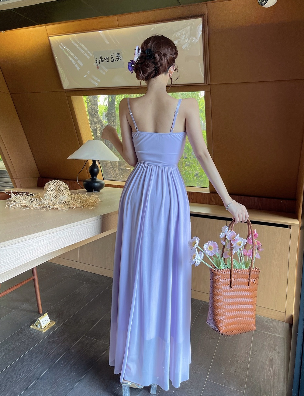 Butterfly sling strap dress gauze summer dress