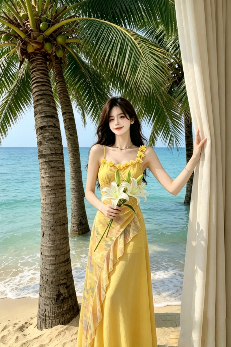 Slim floral unique dress gauze blooming long dress for women