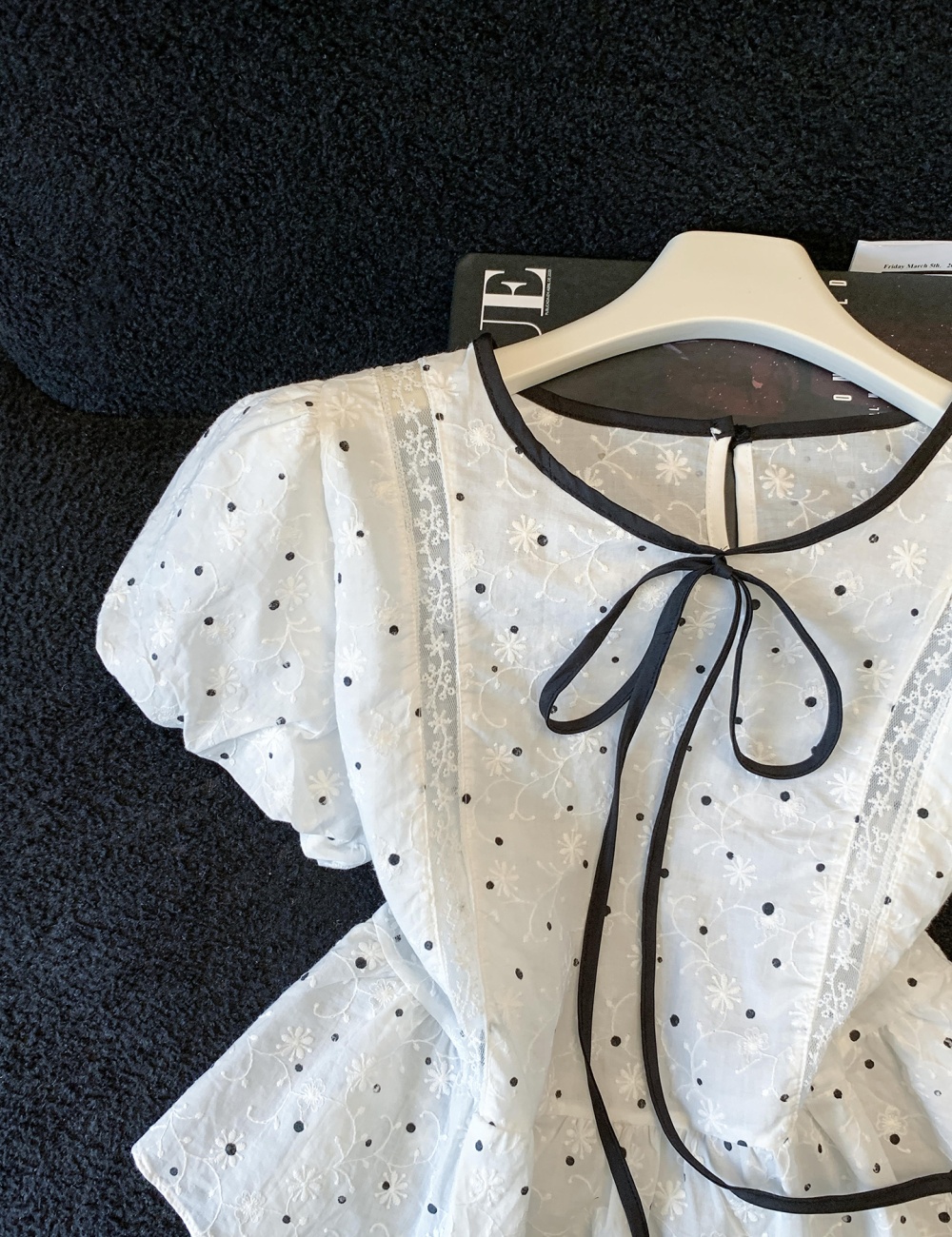 Polka dot white tops summer small shirt for women