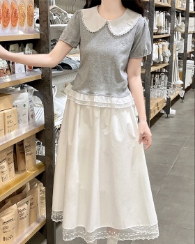 Short sleeve skirt lace T-shirt a set