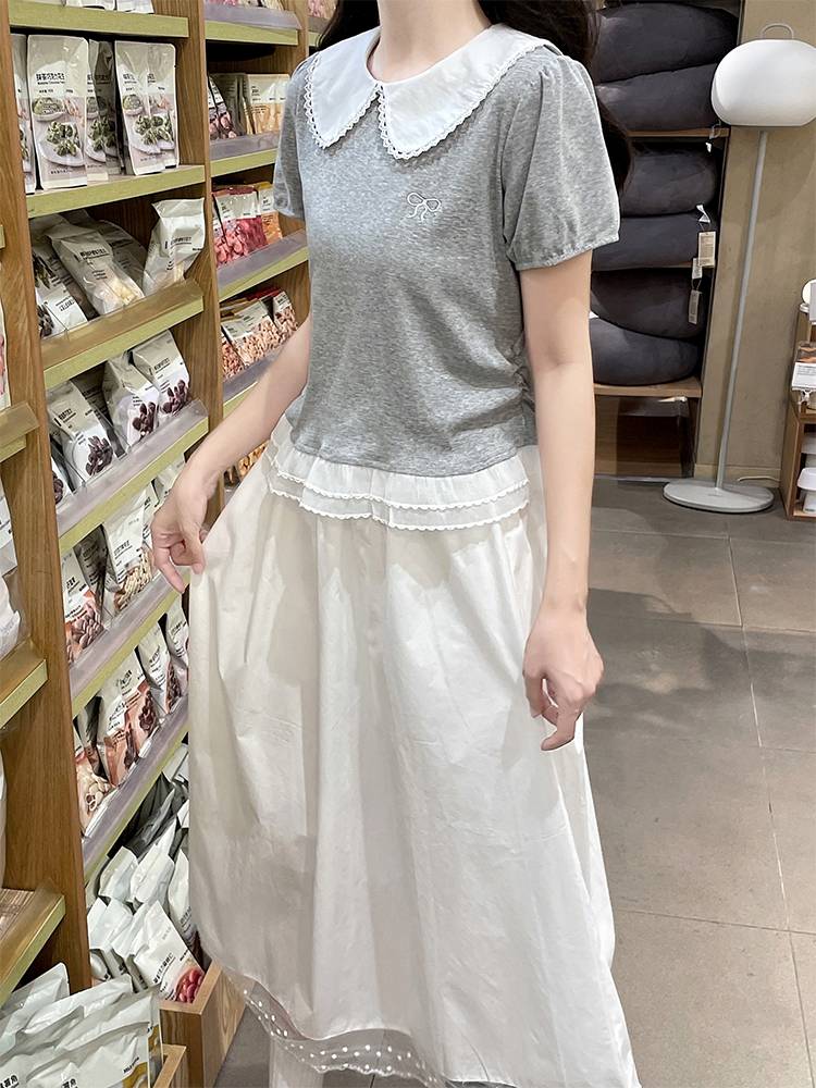Short sleeve skirt lace T-shirt a set