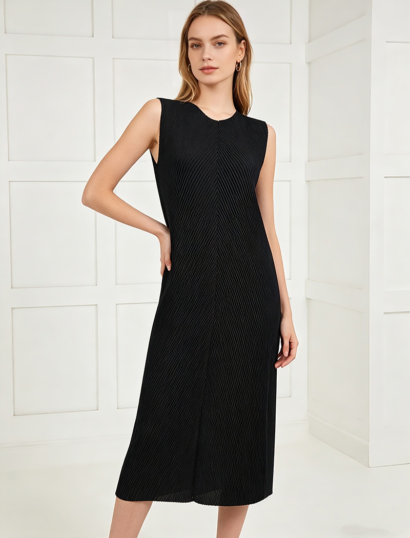 Loose A-line all-match dress slim fold long dress