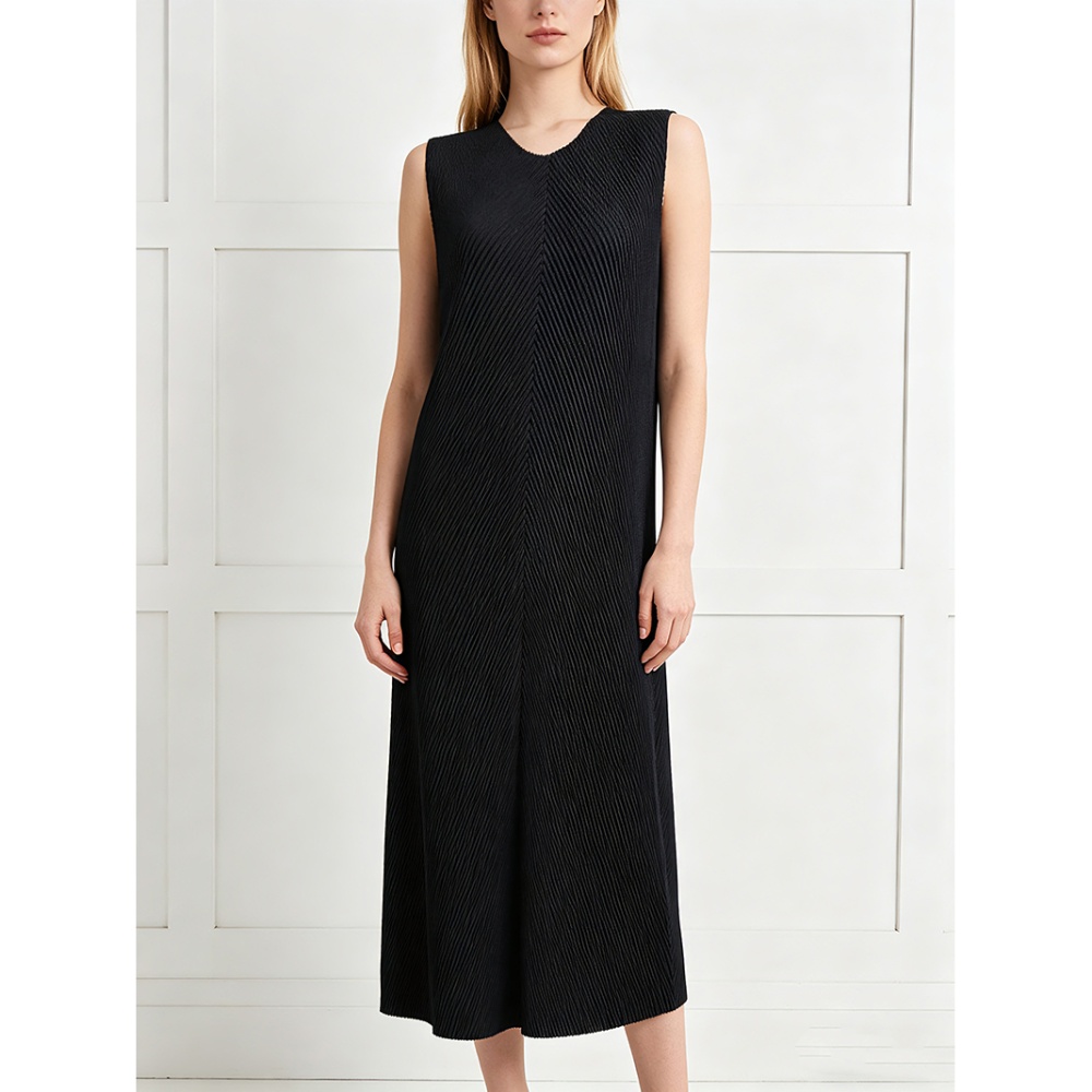Loose A-line all-match dress slim fold long dress