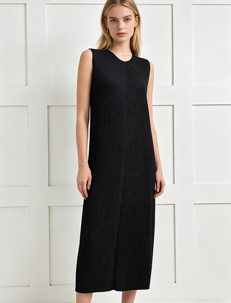 Loose A-line all-match dress slim fold long dress