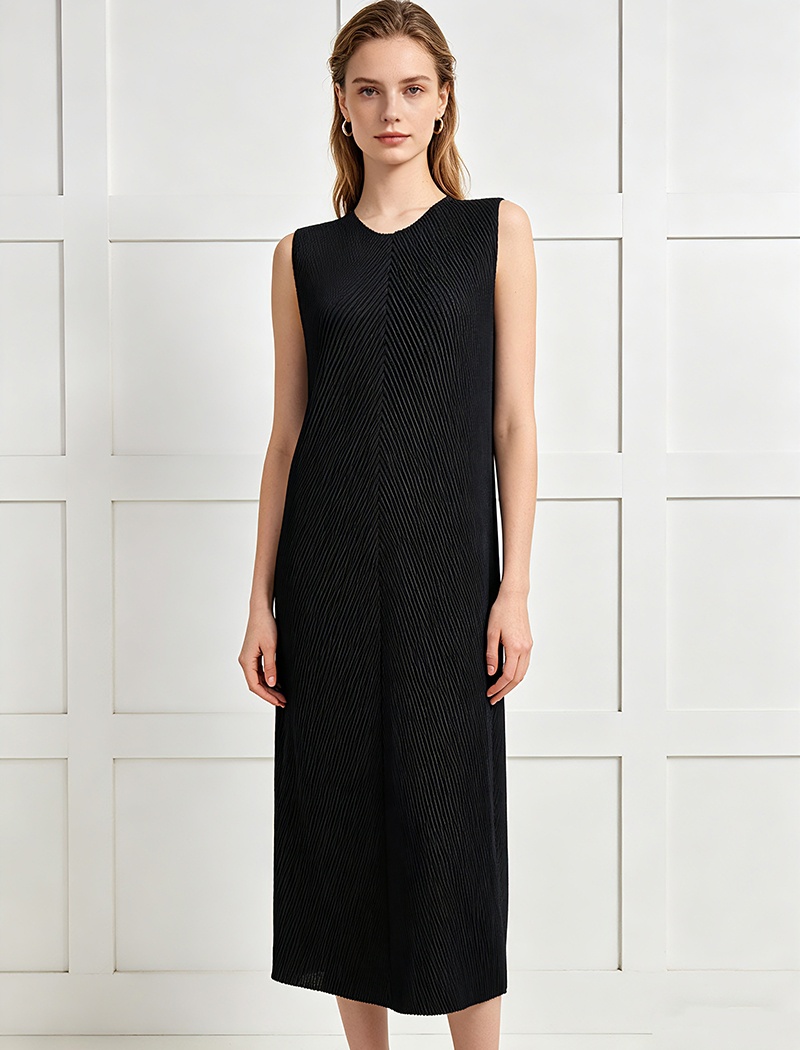 Loose A-line all-match dress slim fold long dress