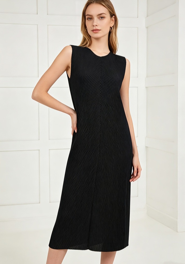 Loose A-line all-match dress slim fold long dress
