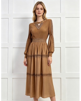 Splice loose long dress beading dress for women