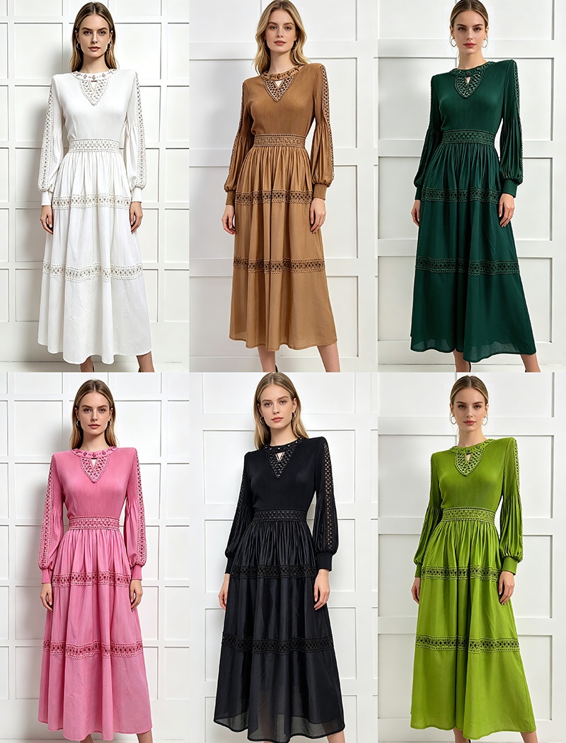 Splice loose long dress beading dress for women