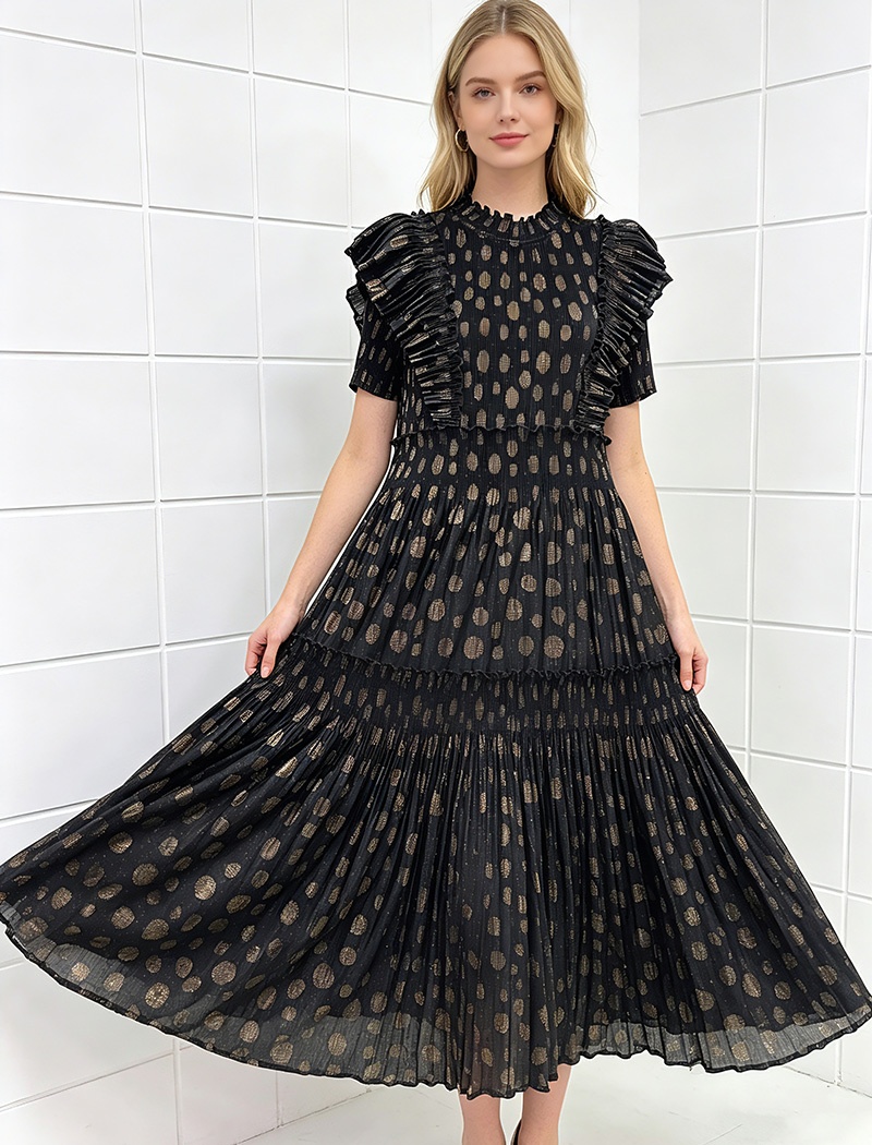 Light bronzing European style cake fold elegant dress