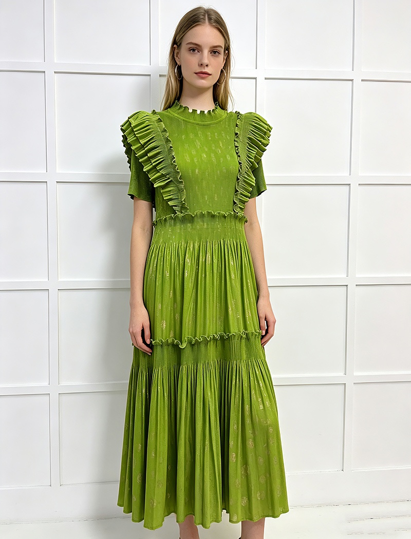 Light bronzing European style cake fold elegant dress