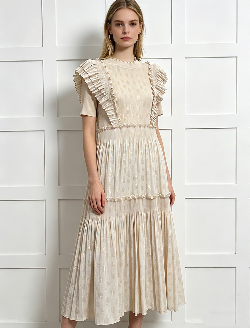 Light bronzing European style cake fold elegant dress