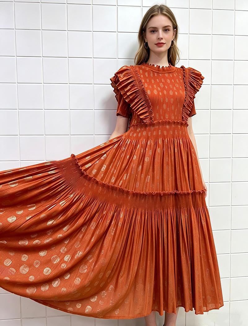 Light bronzing European style cake fold elegant dress