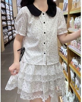 Maiden polka dot shirt summer short skirt a set
