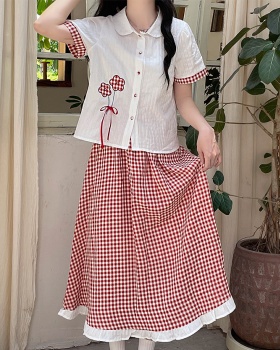 Show young Korean style sweet doll collar skirt 2pcs set