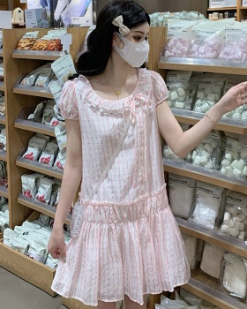 Show young sweet temperament plaid niche pink dress