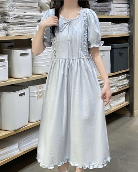 Loose wood ear long dress Korean style sweet style dress
