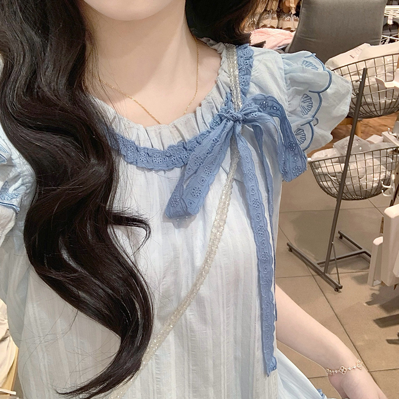 Summer doll lace navy blue blue dress