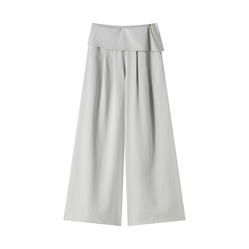 Drape summer Pseudo-two wide leg pants slim flax casual pants