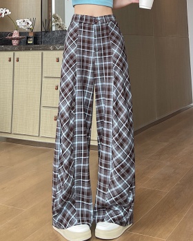 Summer casual pants drape plaid pants for women