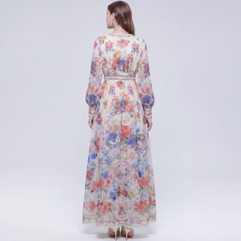 Big skirt long dress printing dress for women