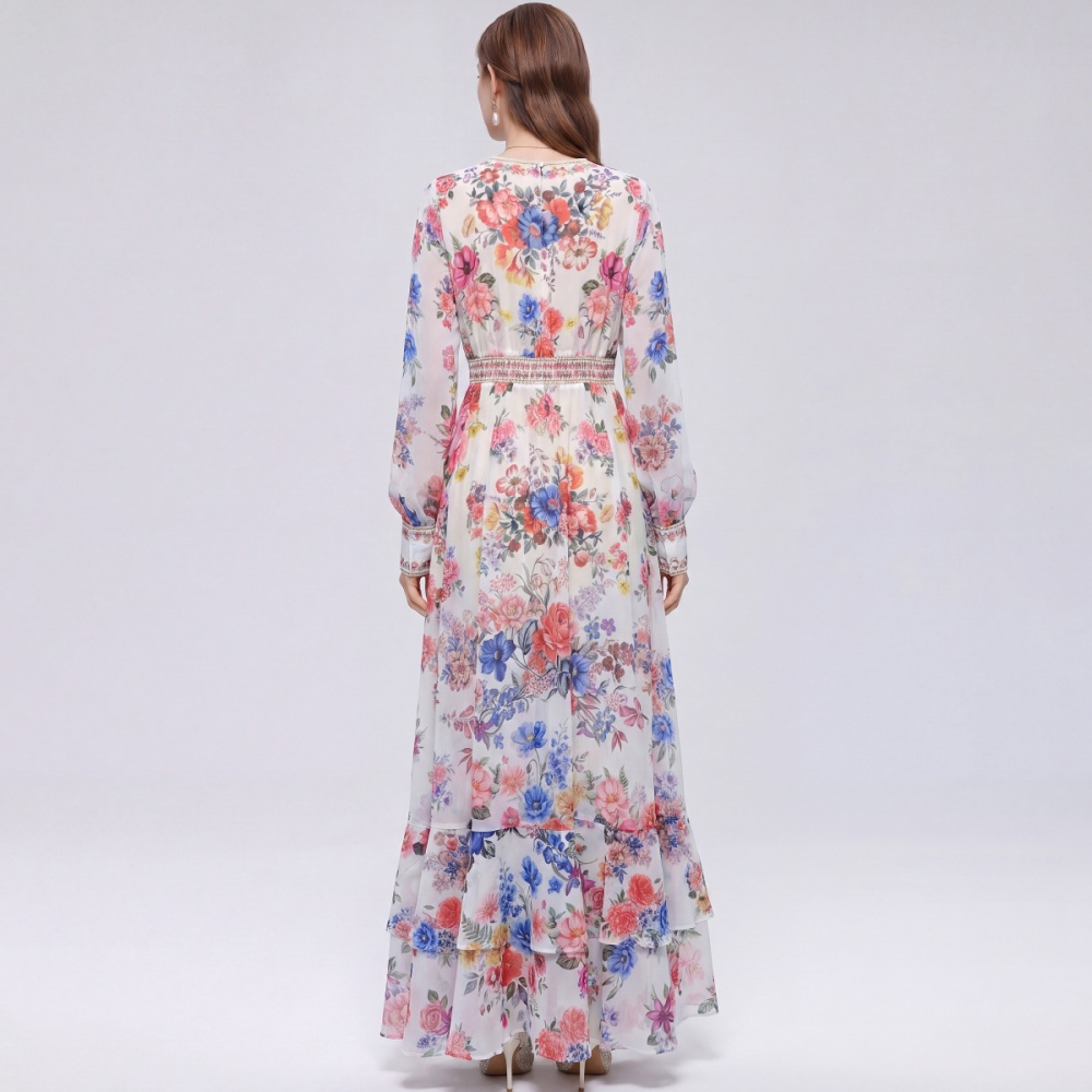 Big skirt frenum long dress court style dress for women