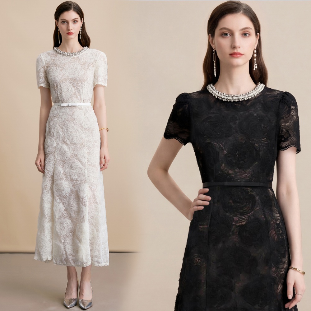 France style refinement diamond collar with belt dress