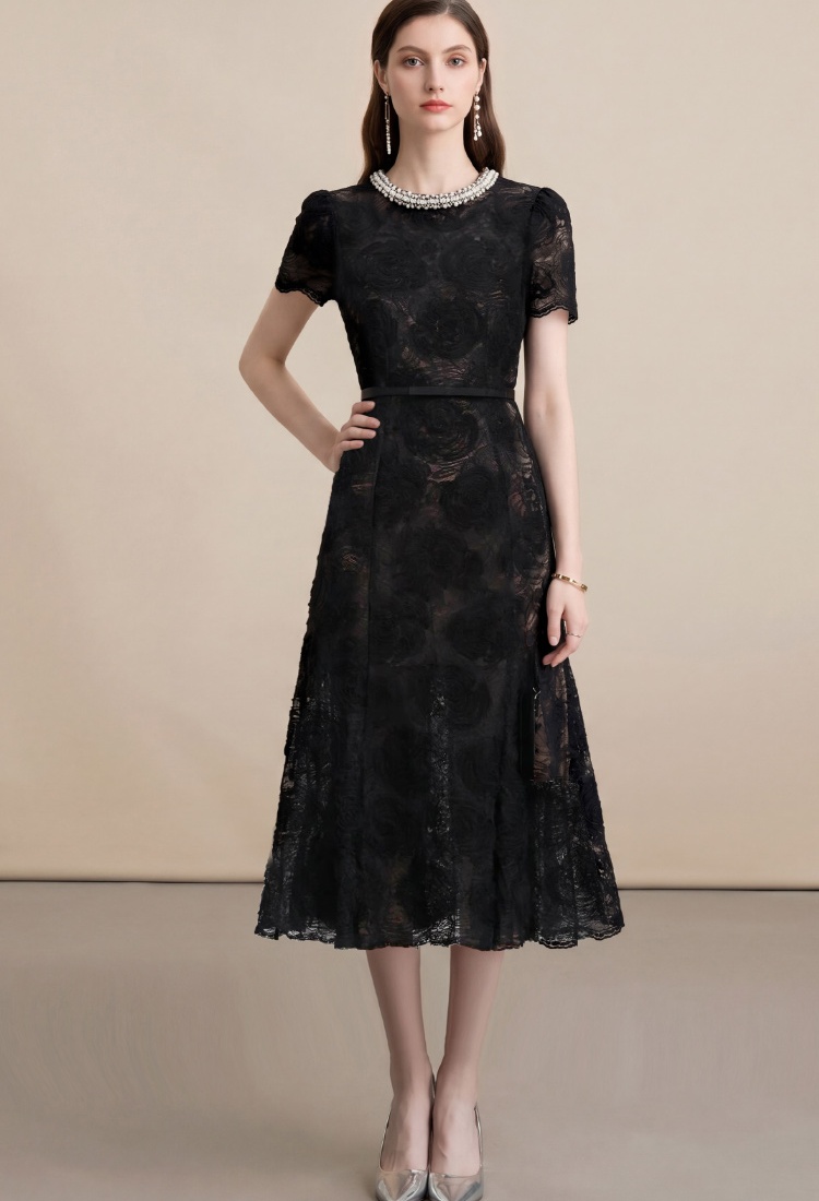 France style refinement diamond collar with belt dress