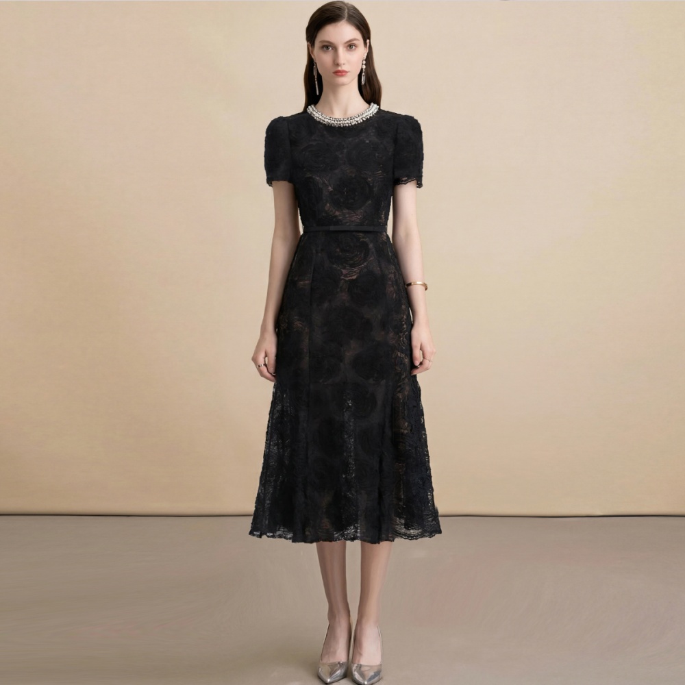 France style refinement diamond collar with belt dress