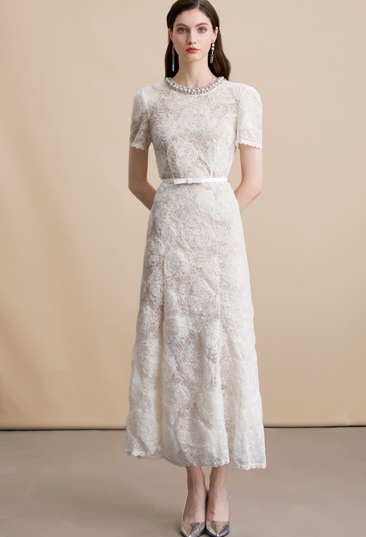 France style refinement diamond collar with belt dress