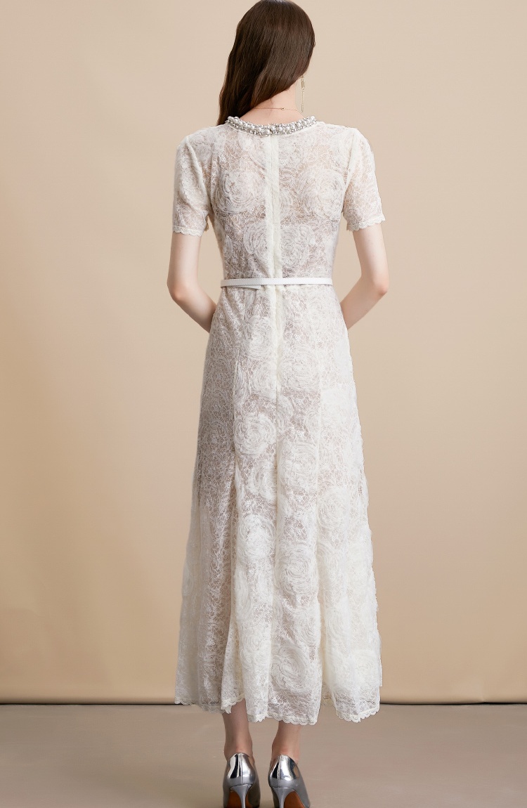 France style refinement diamond collar with belt dress