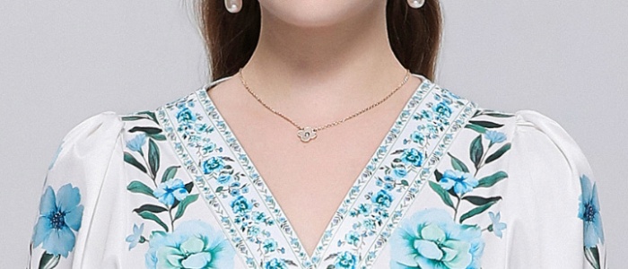 France style printing long dress court style dress