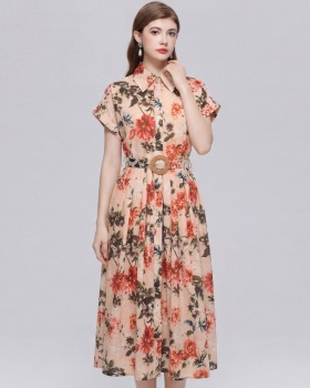 Temperament slim dress with belt shirt for women