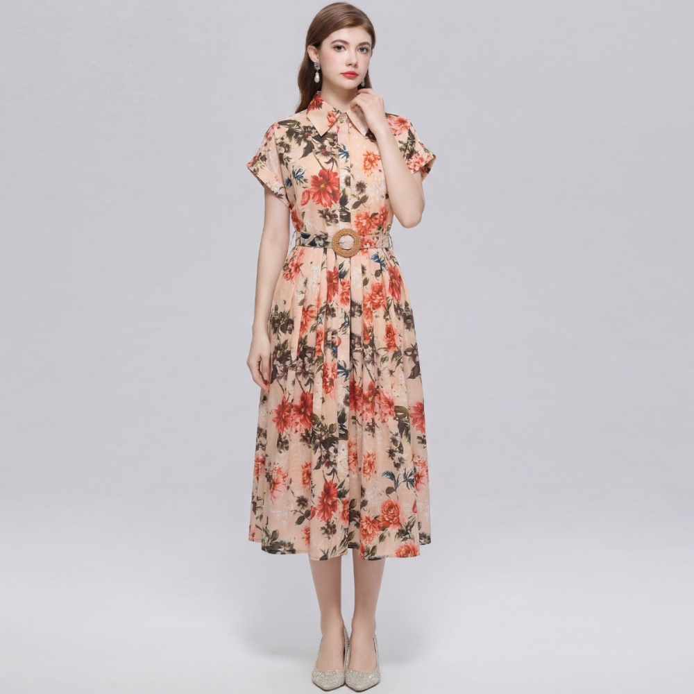 Temperament slim dress with belt shirt for women