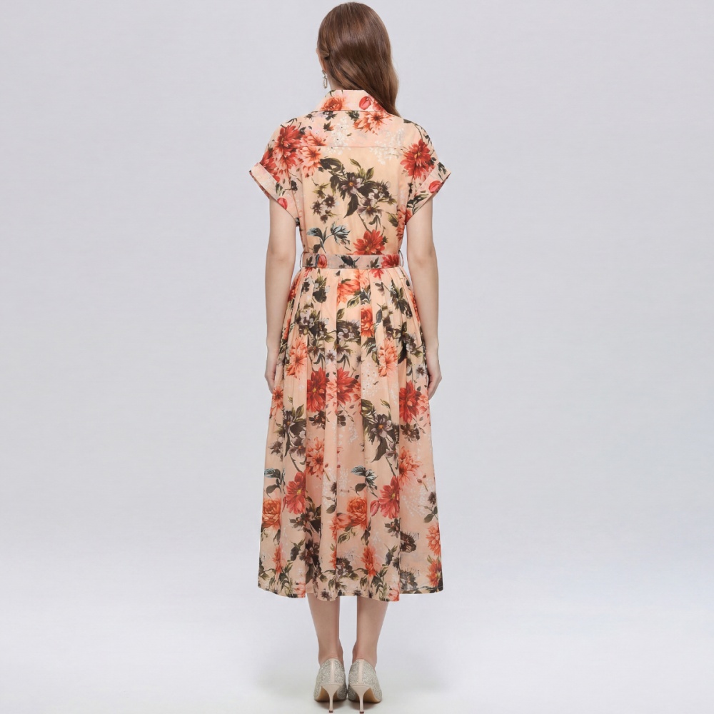 Temperament slim dress with belt shirt for women