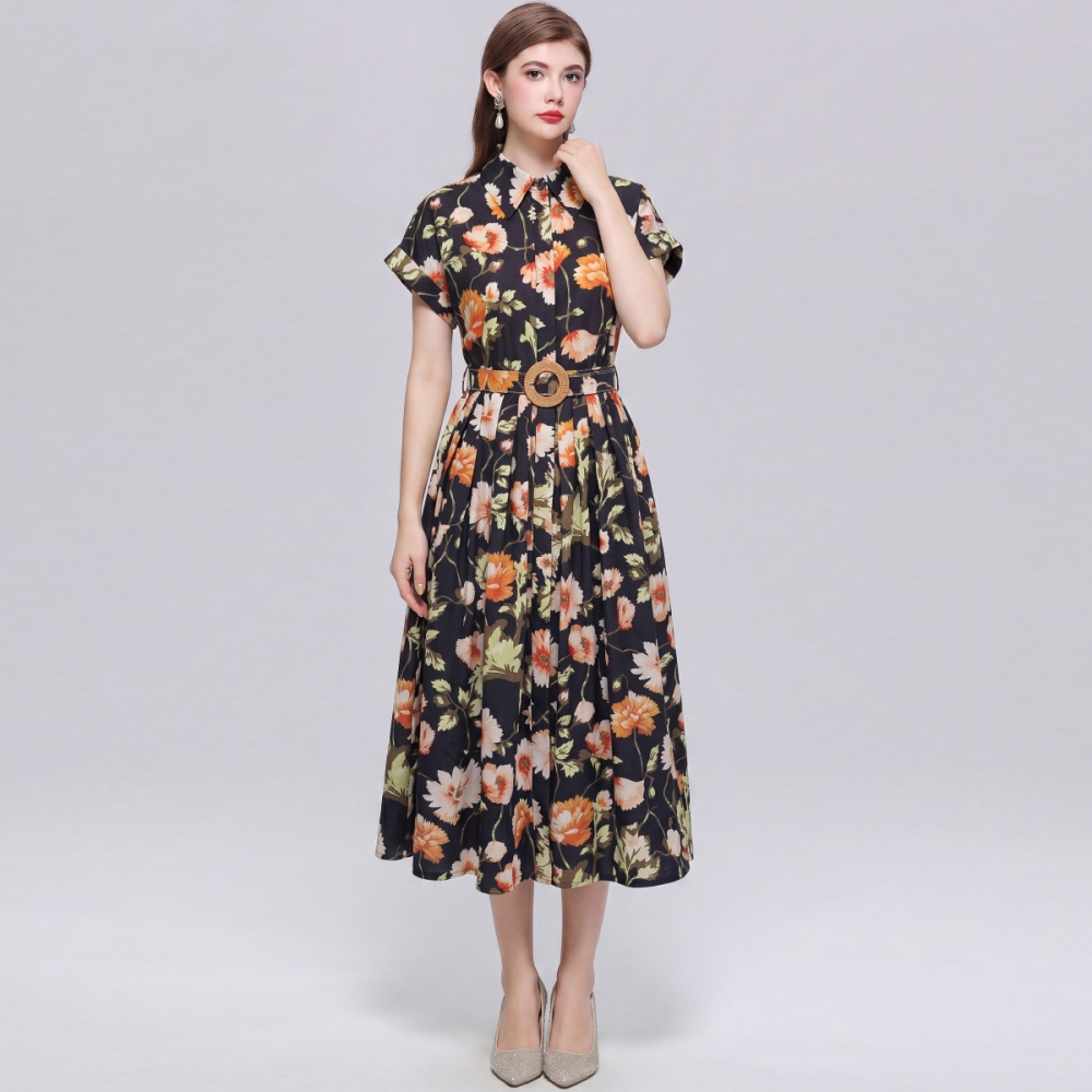 Elegant lapel dress long Casual shirt for women