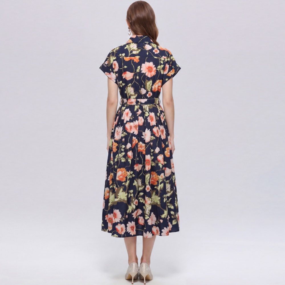 Elegant lapel dress long Casual shirt for women