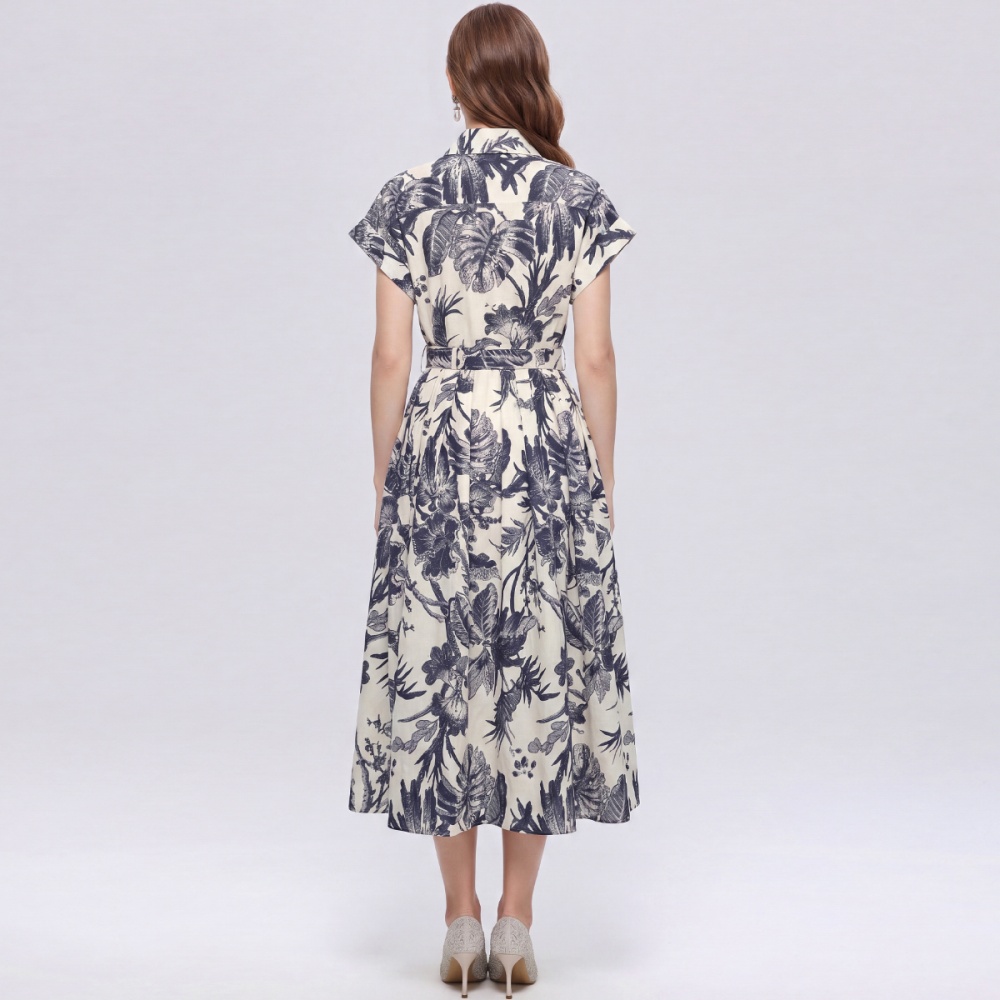 Casual elegant long dress lapel slim shirt