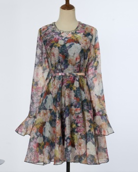 Printing mini dress umbrella swing spring corset