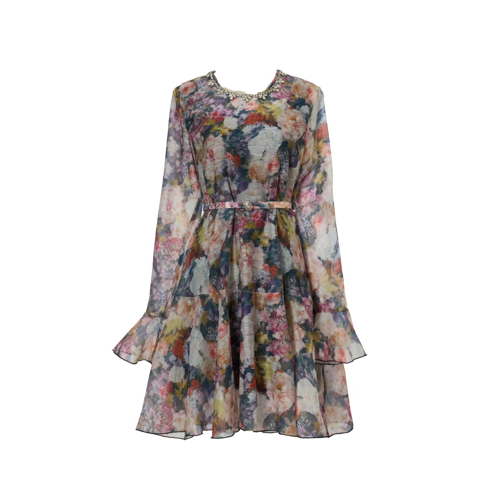 Printing mini dress umbrella swing spring corset