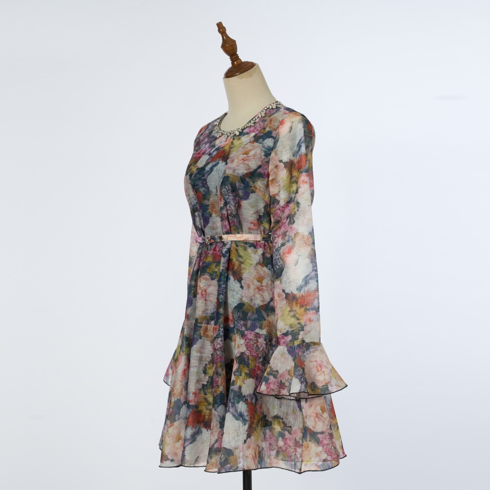 Printing mini dress umbrella swing spring corset