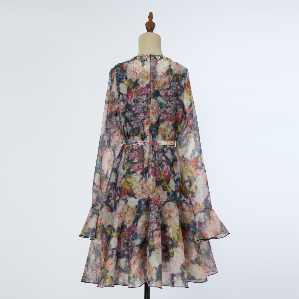 Printing mini dress umbrella swing spring corset