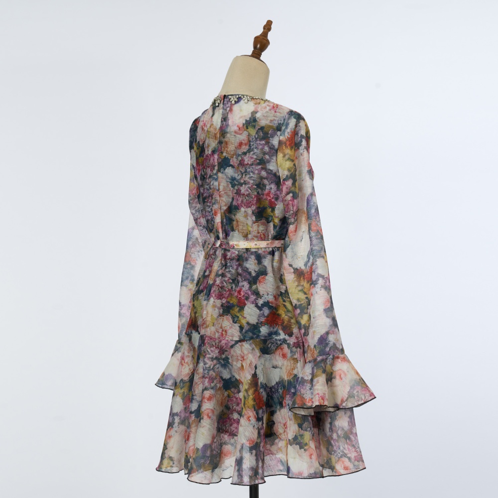 Printing mini dress umbrella swing spring corset