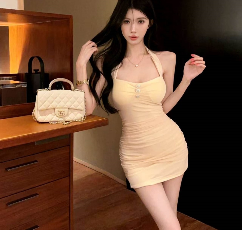 Package hip sexy tight gauze bottoming sling halter dress